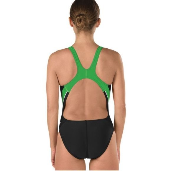 NWT Speedo Taper Splice Pulse Back Powerflex Eco One Piece Swimsuit - Picture 3 of 8